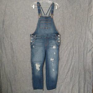 Overall Jeans 12 Torrid Crop Distressed Ripped NWT